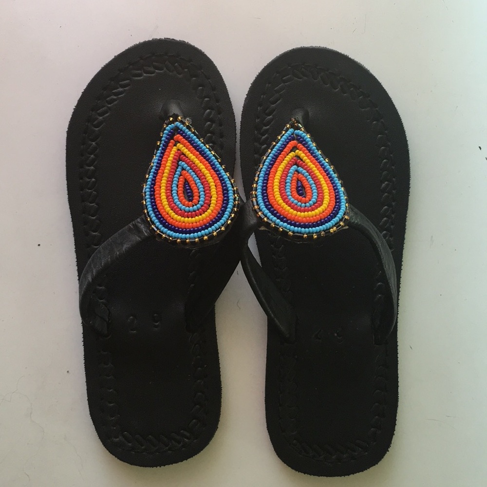 African beaded flip flops little girl